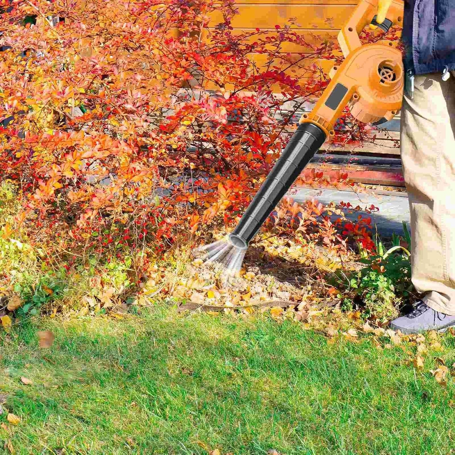 Cordless Leaf Blower 21V 550W Dual Battery Handheld Garden Patio Cleaner