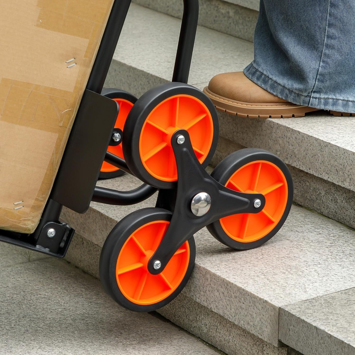 Stair Climbing Hand Truck 120kg Heavy Duty Foldable Steel Trolley