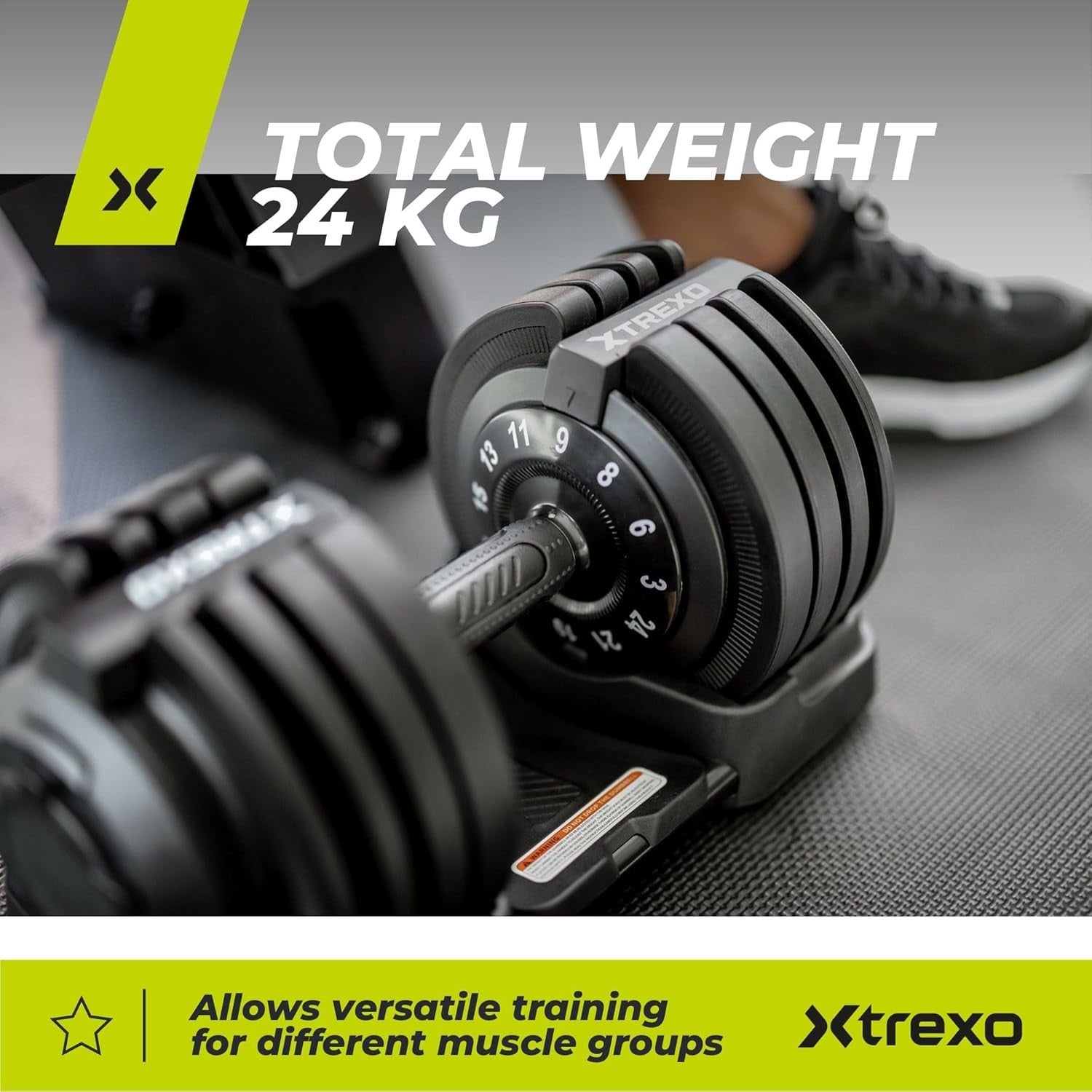 24kg Smart Adjustable Dumbbell Rotary Dial Non Slip Compact Home Gym