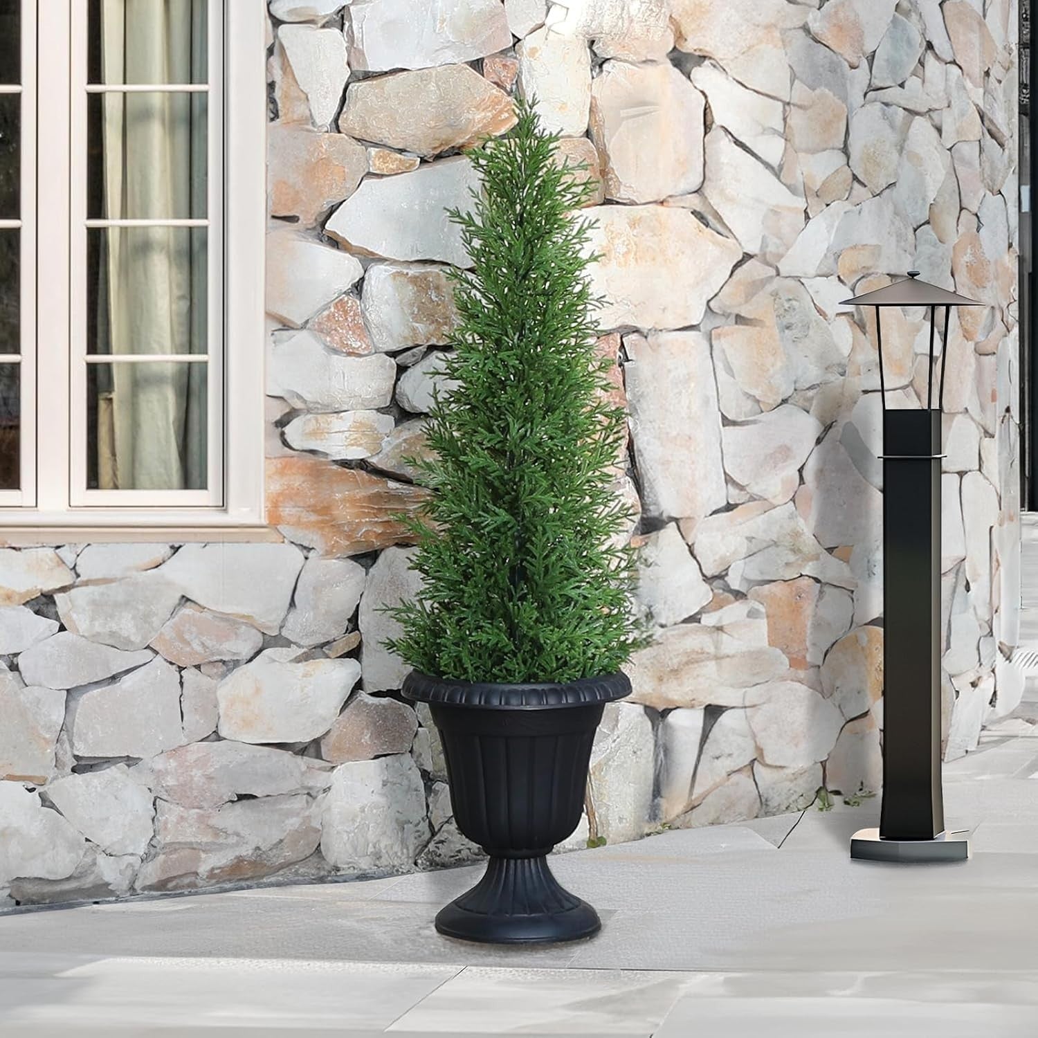 90cm Outdoor Artificial Cypress Tree UV Resistant Faux Conifer Plant – 1 Pack