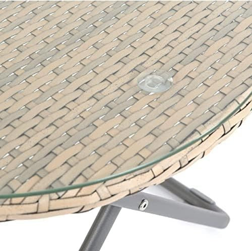 Rattan Bistro Set Garden Patio Egg Chairs & Glass Table Outdoor Set