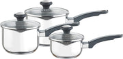 3Pcs Stainless Steel Saucepan Set 14 16 18cm Induction Oven Dishwasher Safe