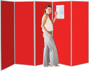 5 Panel Folding Room Divider 180×300cm – Office Exhibition Privacy Screen Red