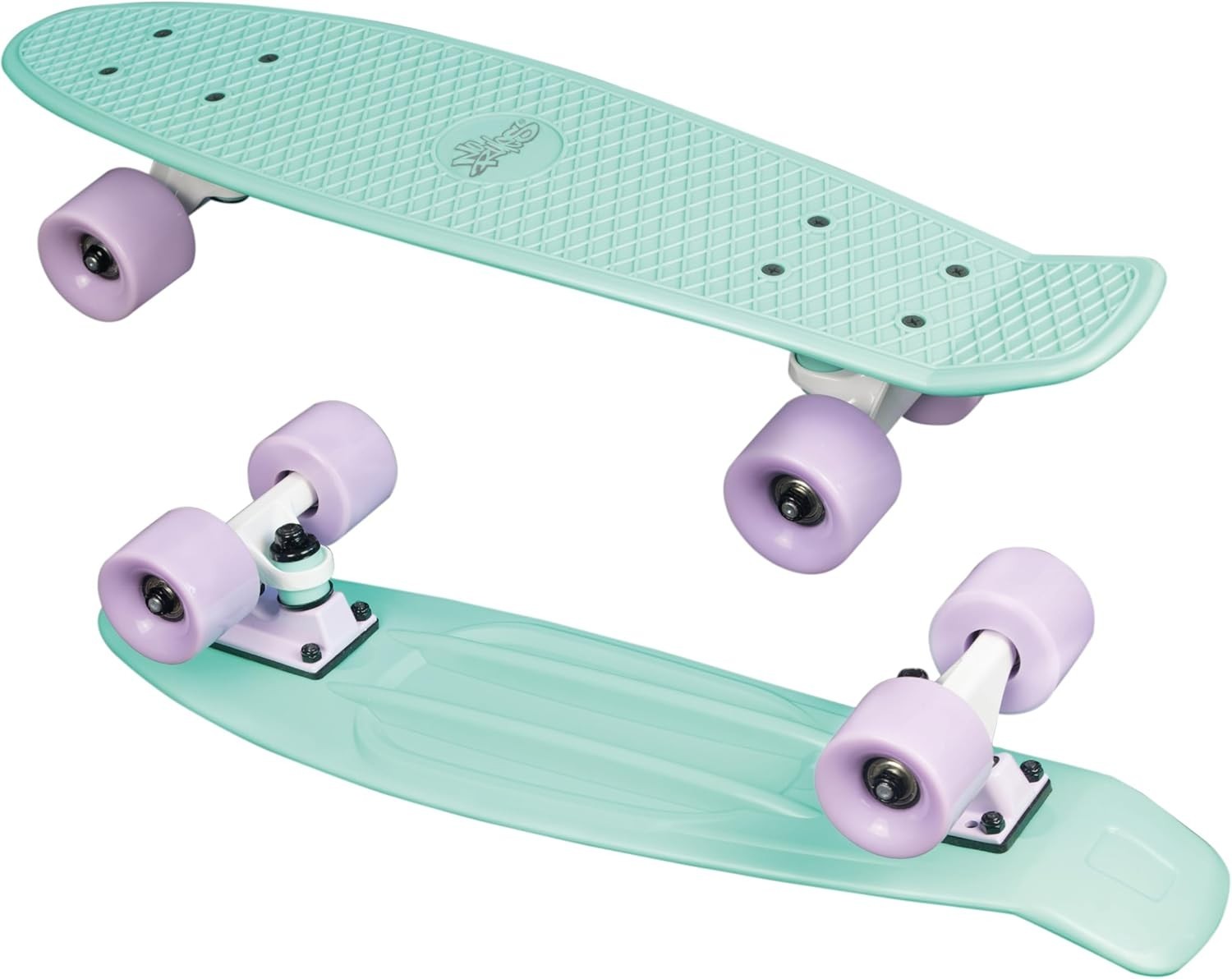 22" Beginner Skateboard Plastic Waffle Deck ABEC 5 PU Wheels Kids Teens Adults