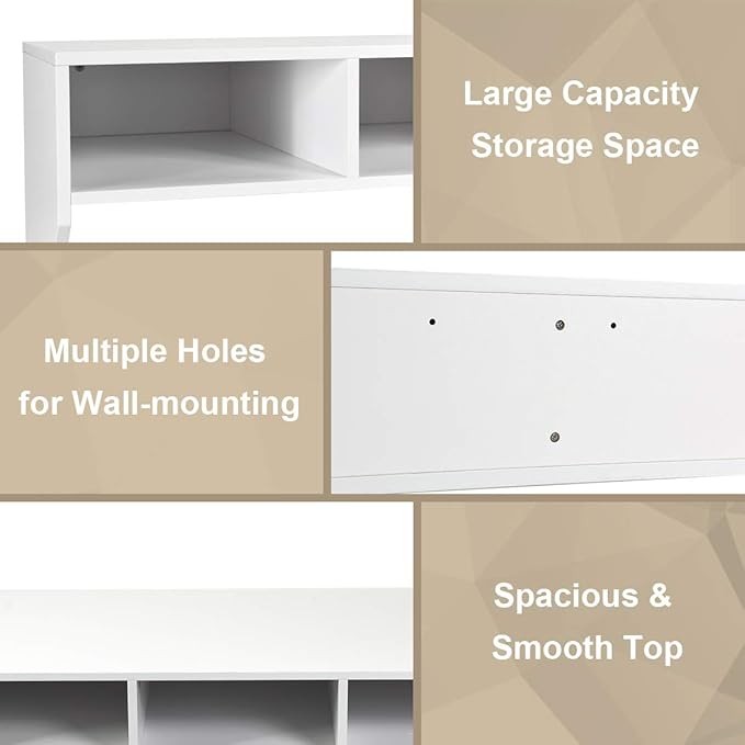 Wall Mounted Floating Desk Laptop Table Storage Shelves Space Saving