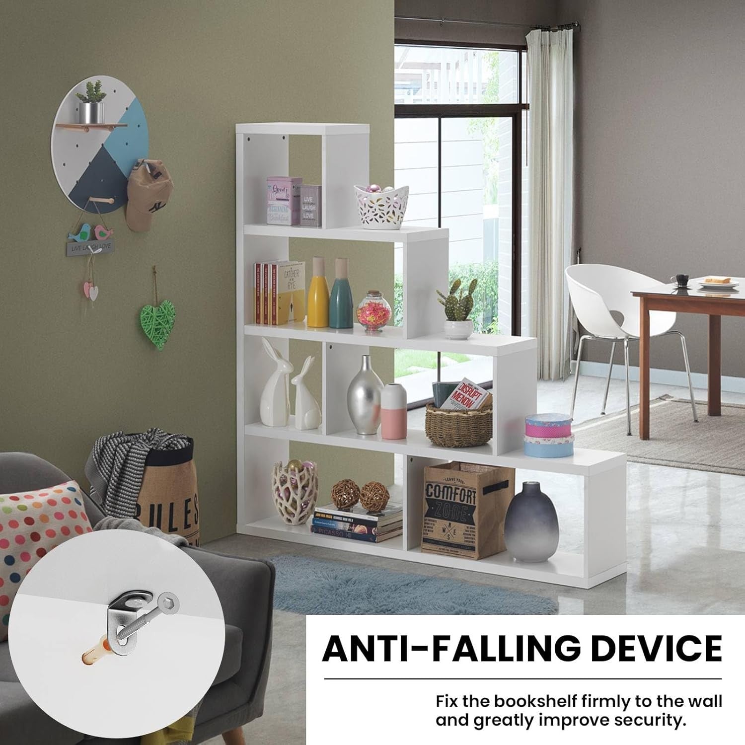 Modern 4-Tier Cube Storage Bookcase Stair Shelf Display Unit for Living Room