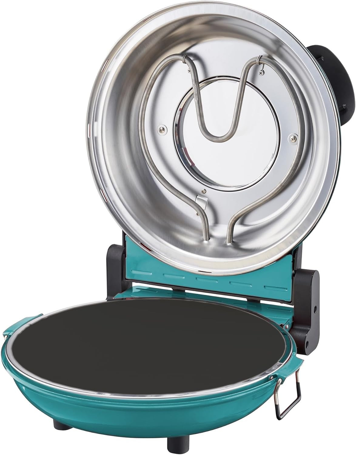 1200W Electric Pizza Oven 31cm Stone Base Glass Timer Cutter Teal