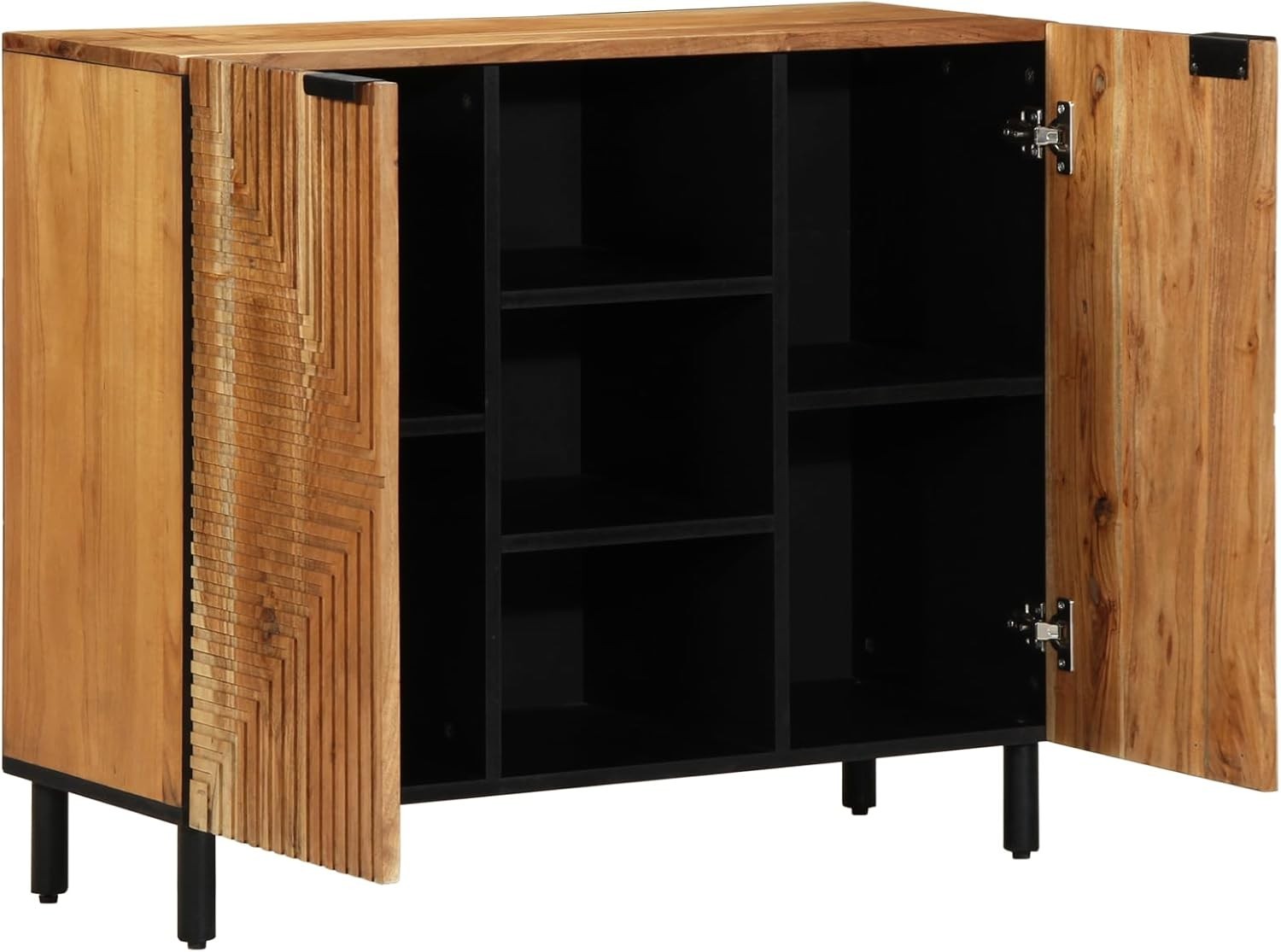 Stylish Acacia Media Storage Cabinet with Dual Doors & Shelves - 90x35x75cm