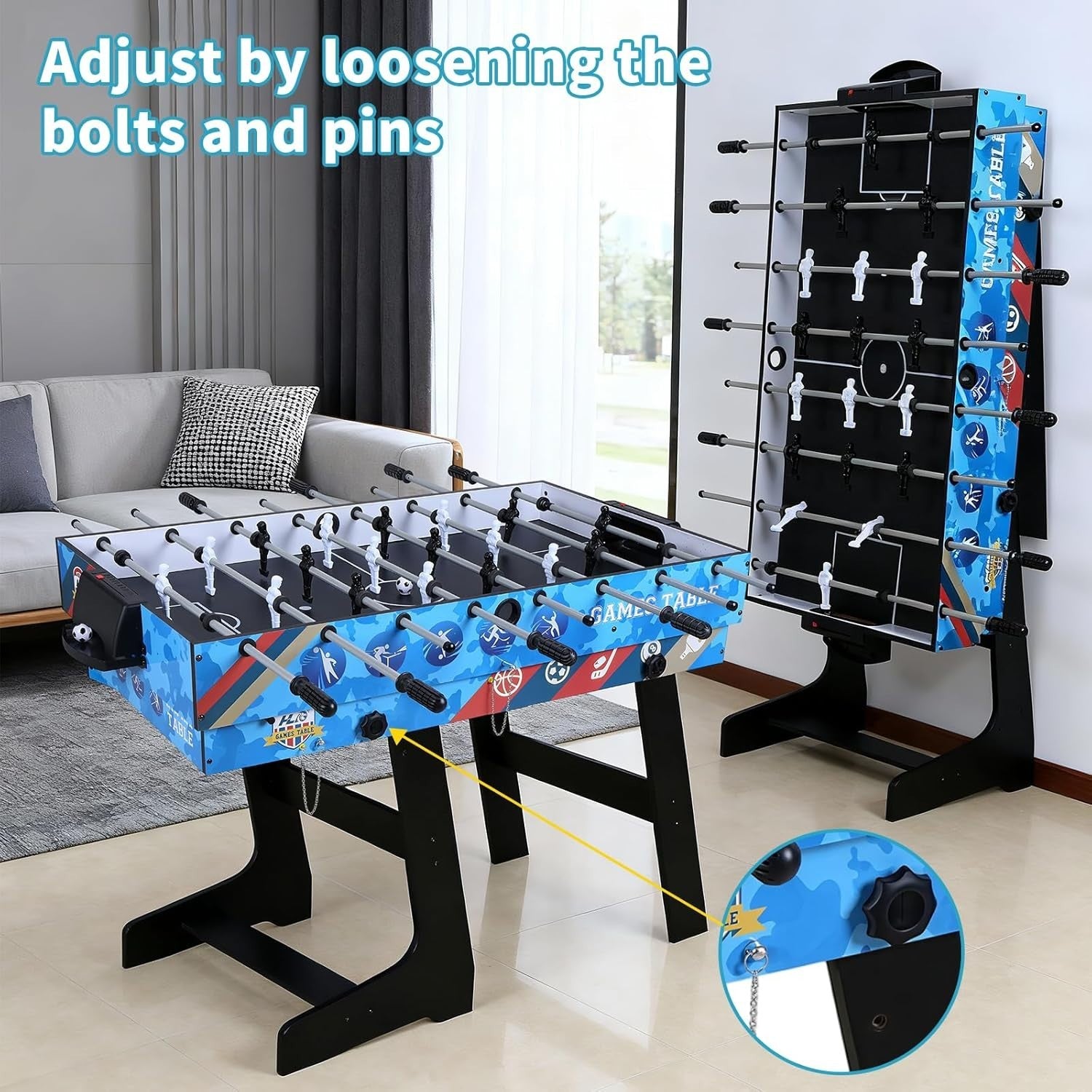 4FT 5 in 1 Multi Game Table Folding Sports Combo Kids Family Fun