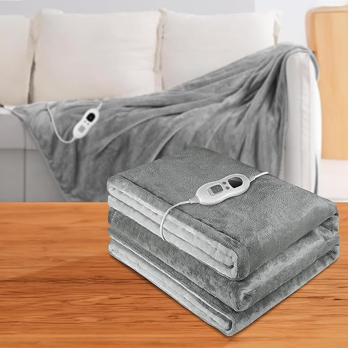 Electric Heated Throw Blanket Extra Large 9 Heat Settings Timer Washable