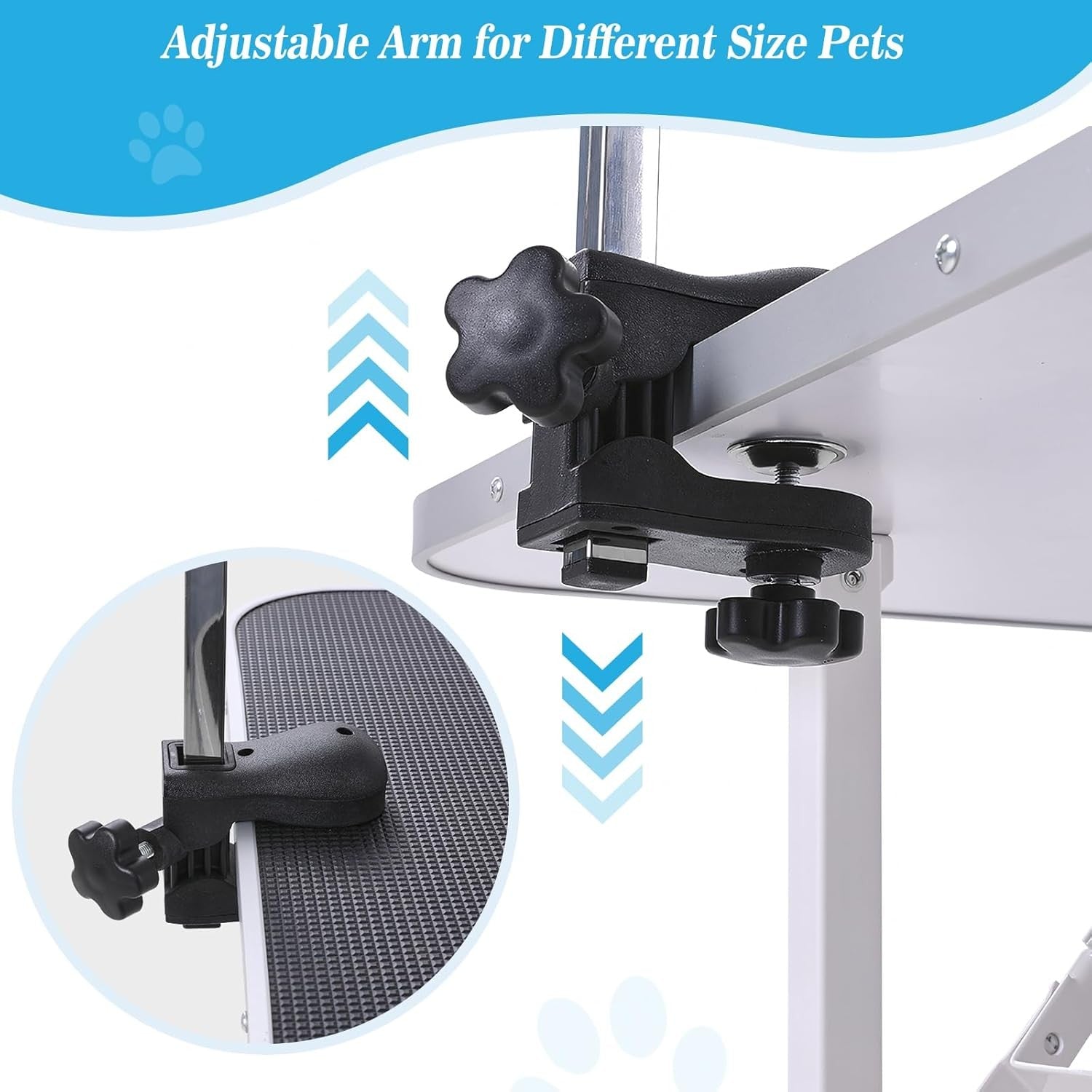 Dog Grooming Table Foldable Adjustable Height Non Slip w Arm Noose Tray