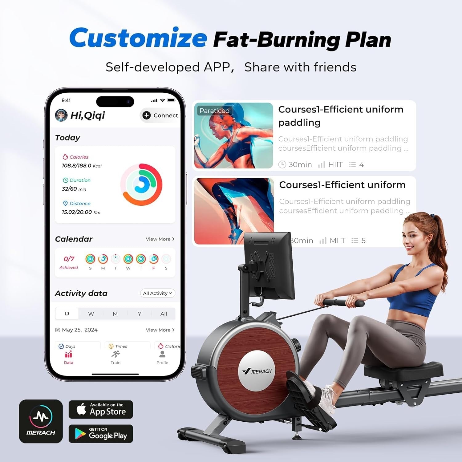 Magnetic Rowing Machine 16-Level Quiet Dual Rail App Compatible Home Gym Rower