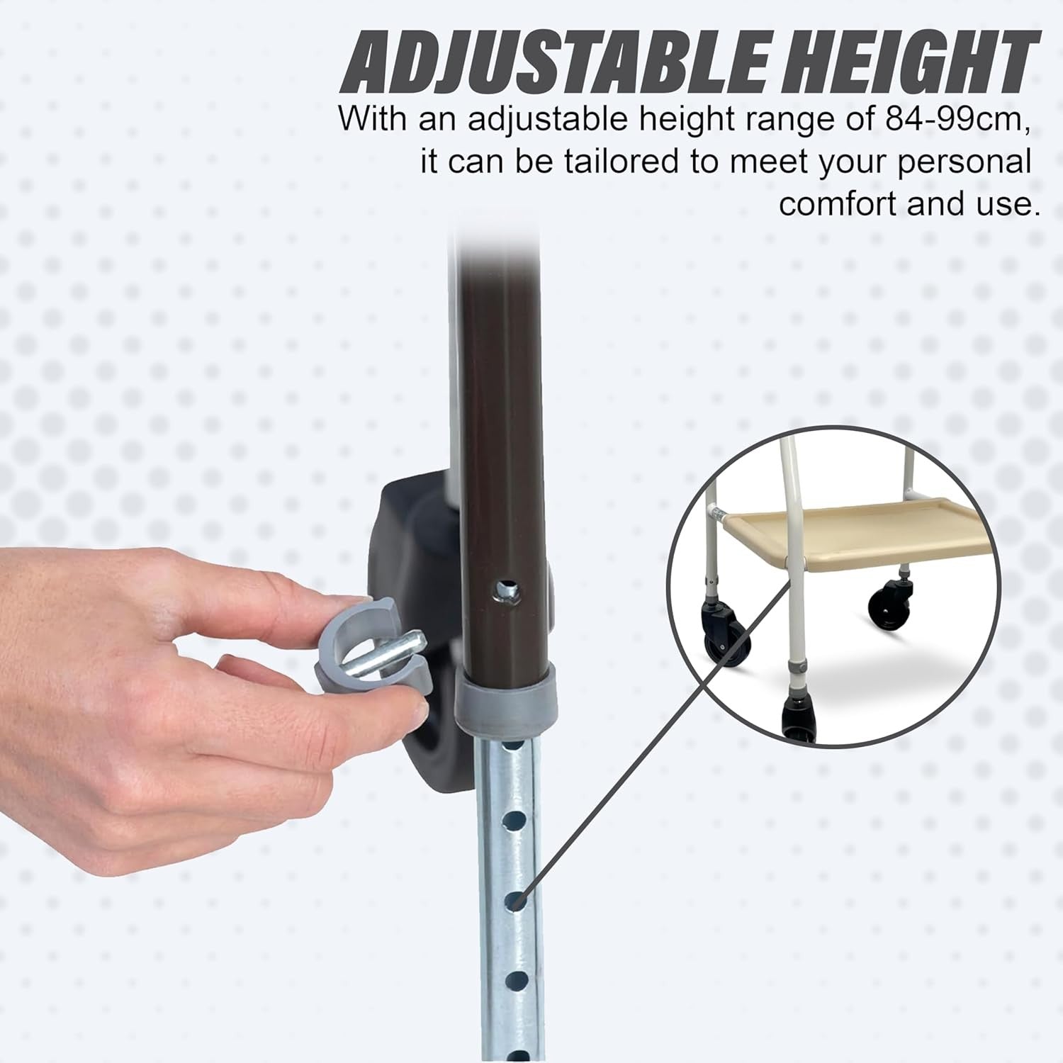 Mobility Walking Trolley Frame with Wheels Tray Indoor Outdoor Support