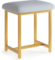 White Gold Vanity Stool Soft Padded Modern Dressing Table Seat 41x30x45cm