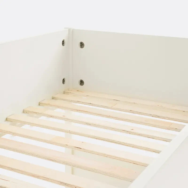 Kids Mid-Height Platform Bed with Ladder & Play Space 90x190cm White