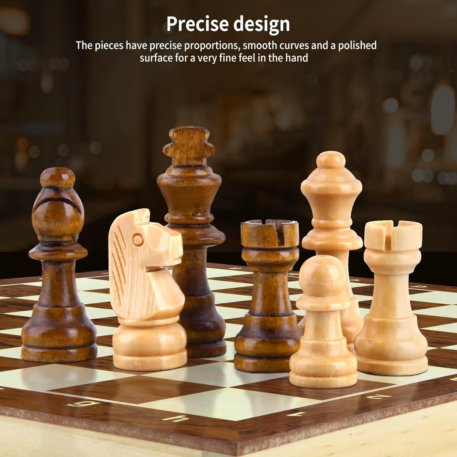 Portable 29×29cm Folding Magnetic Wooden Chess Set for Beginners & Adults