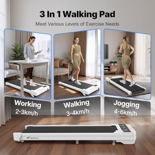 MERACH 5% Incline Walking Pad 3HP Quiet Under-Desk Treadmill, Compact Home