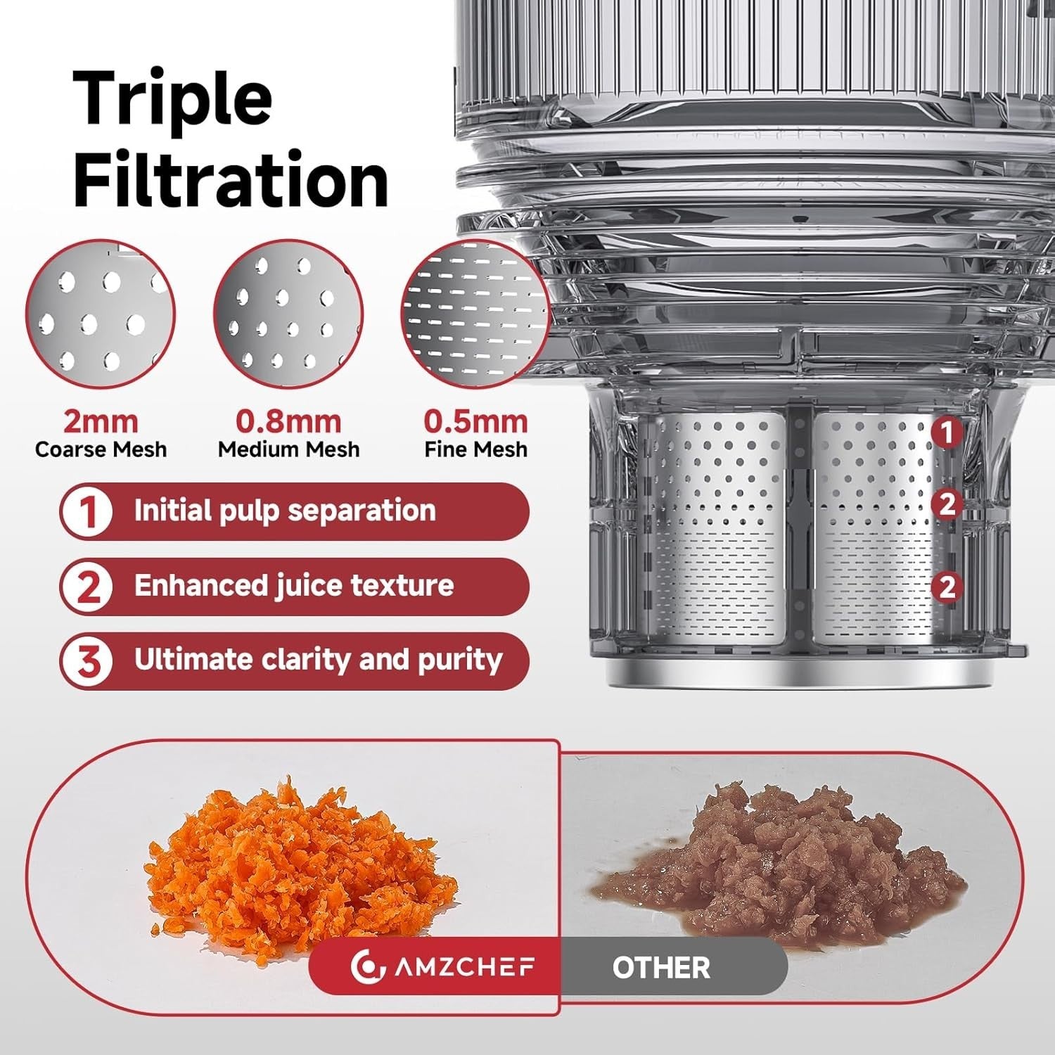 Cold Press Juicer 160mm Wide Chute Whole Fruit 2L Quiet High Yield