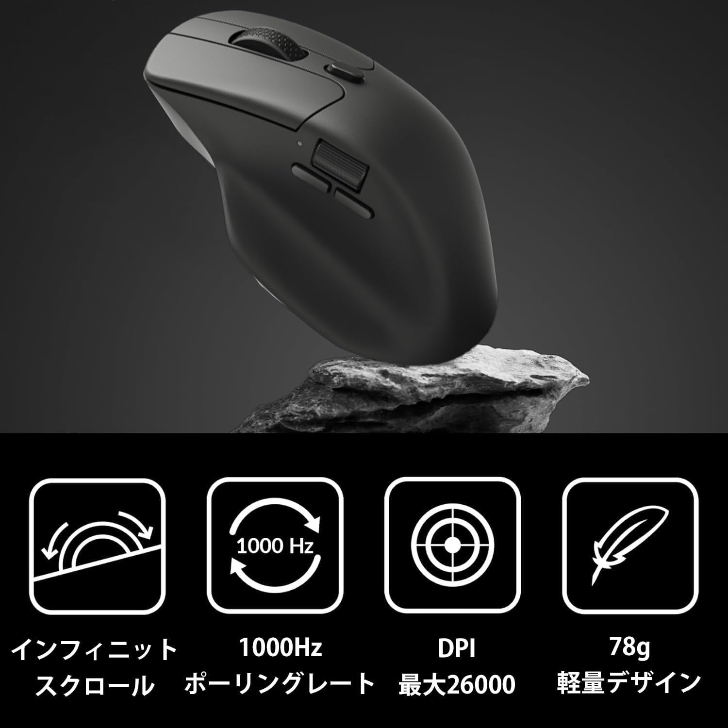 Wireless Ergonomic Mouse Dual Scroll Bluetooth USB Rechargeable 2.4G