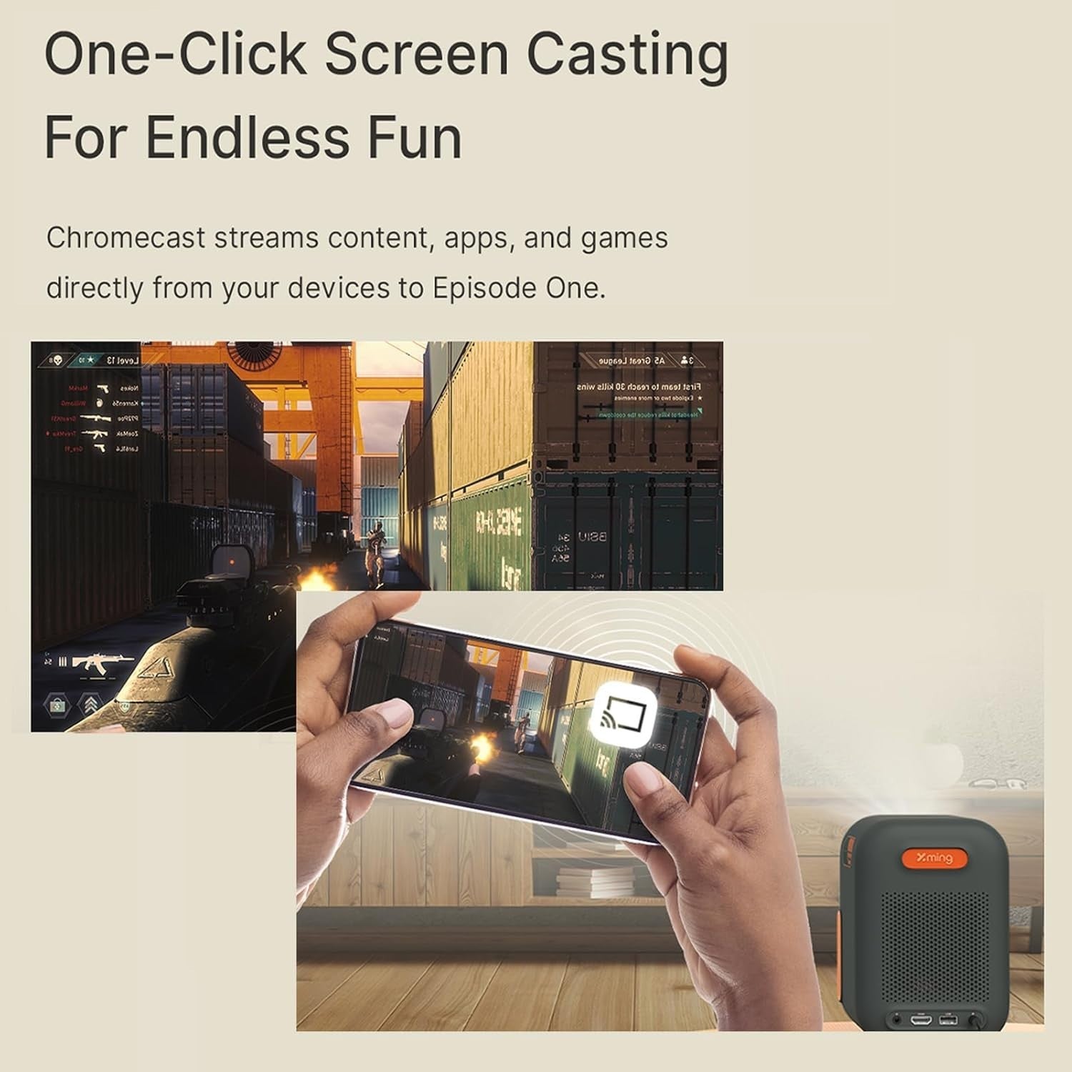 Portable 1080P Smart Projector Google TV Auto Focus WiFi Home Cinema
