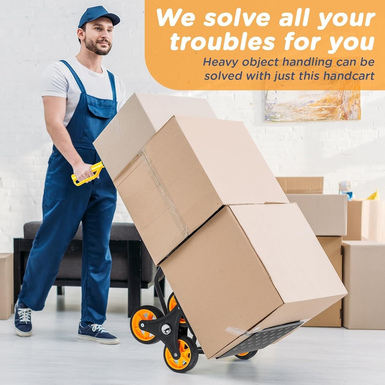 Heavy Duty Stair Climbing Trolley 200kg Folding Hand Truck 6 Wheel