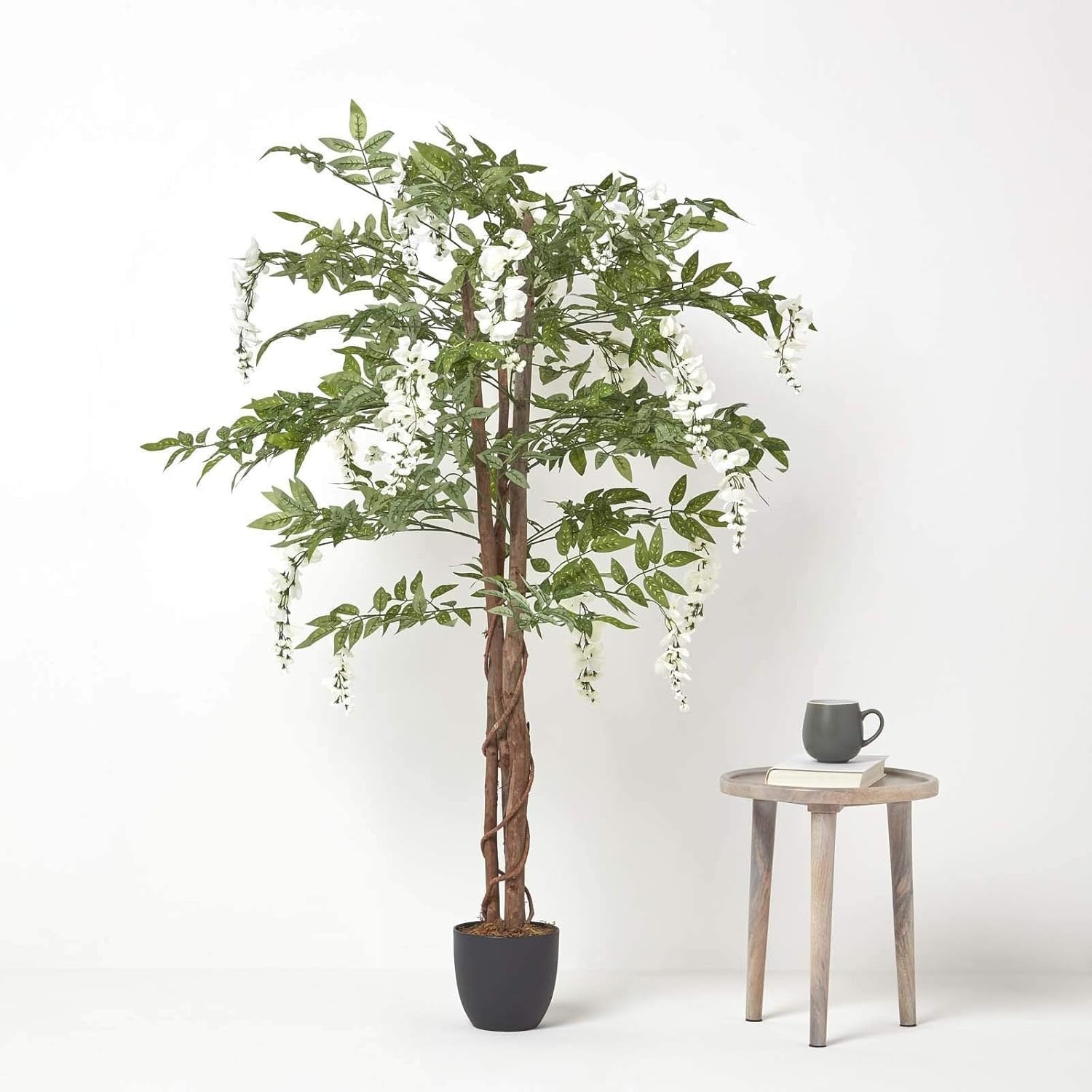 5ft Cream Wisteria Tree in Black Pot Faux Ornamental Plant for Home or Office