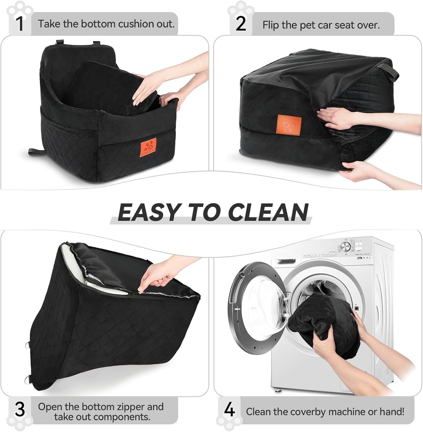 Dog Booster Car Seat Memory Foam Travel Bed Washable Up to 35lbs