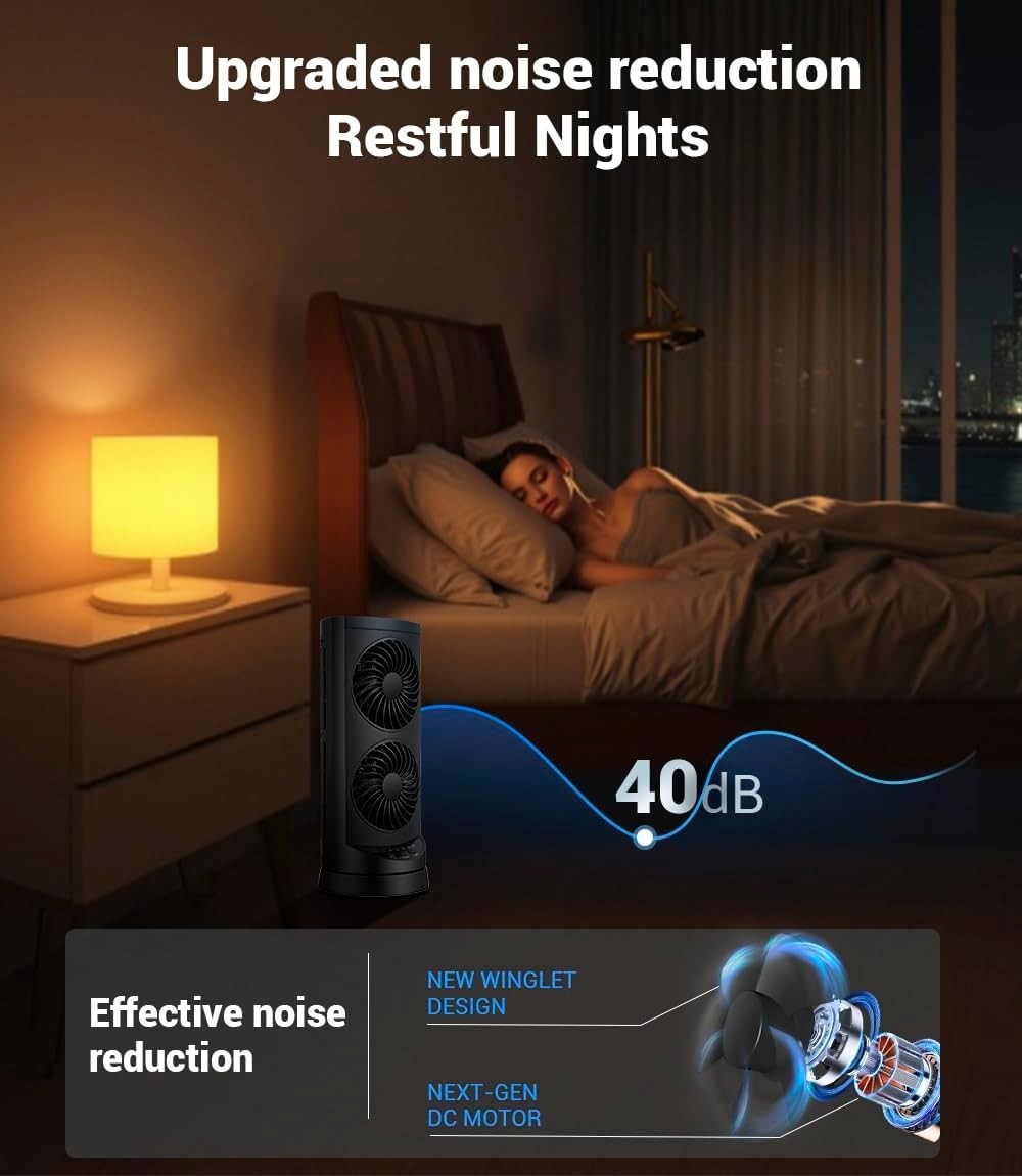 42-Inch Tower Fan – Quiet Oscillating Cooling Fan w/ Remote Timer & LED Display