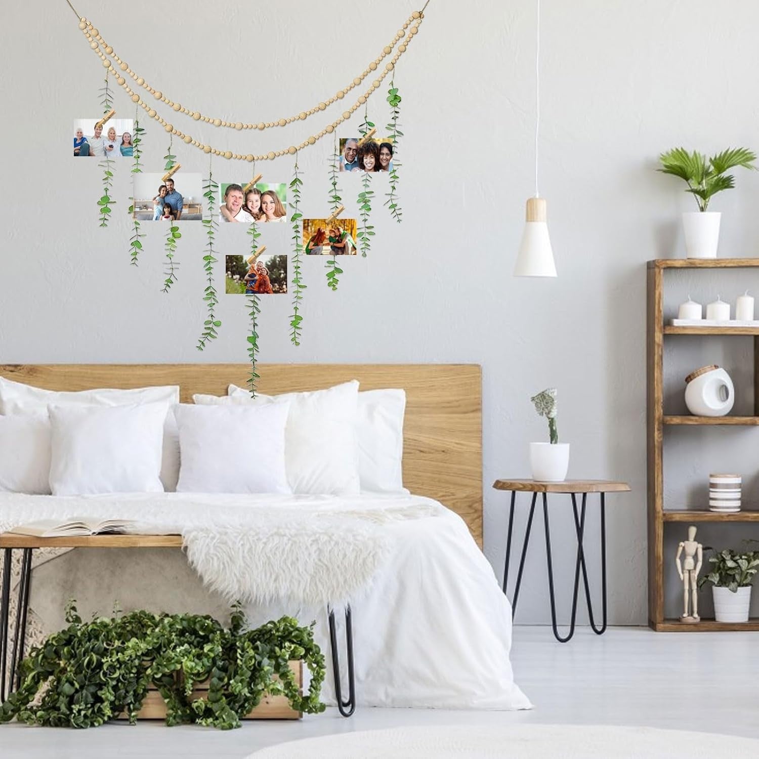 Boho Macrame Photo Display Wall Hanging with 20 Clips