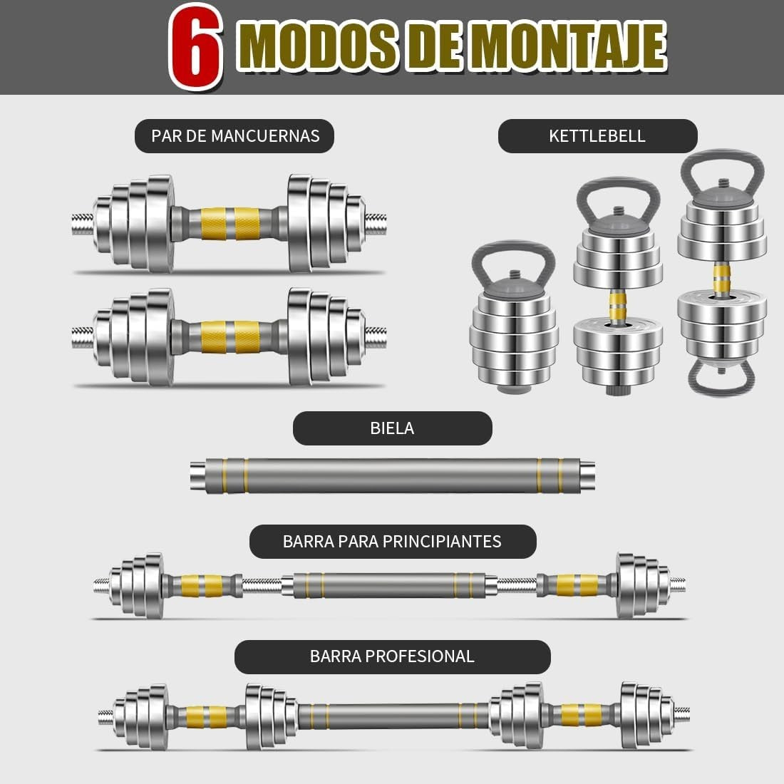 Adjustable Dumbbell Barbell Set 20kg 3-in-1 Steel Home Gym Weights