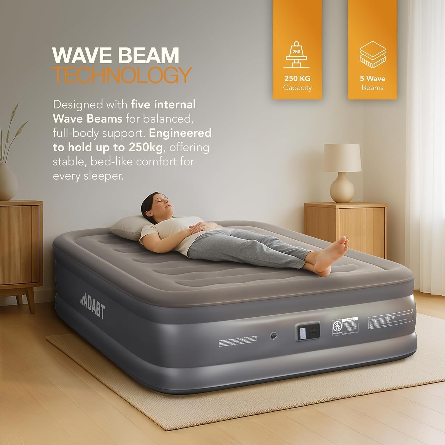 King Inflatable Air Mattress Built In Electric Pump High Raised Air Grey Bed