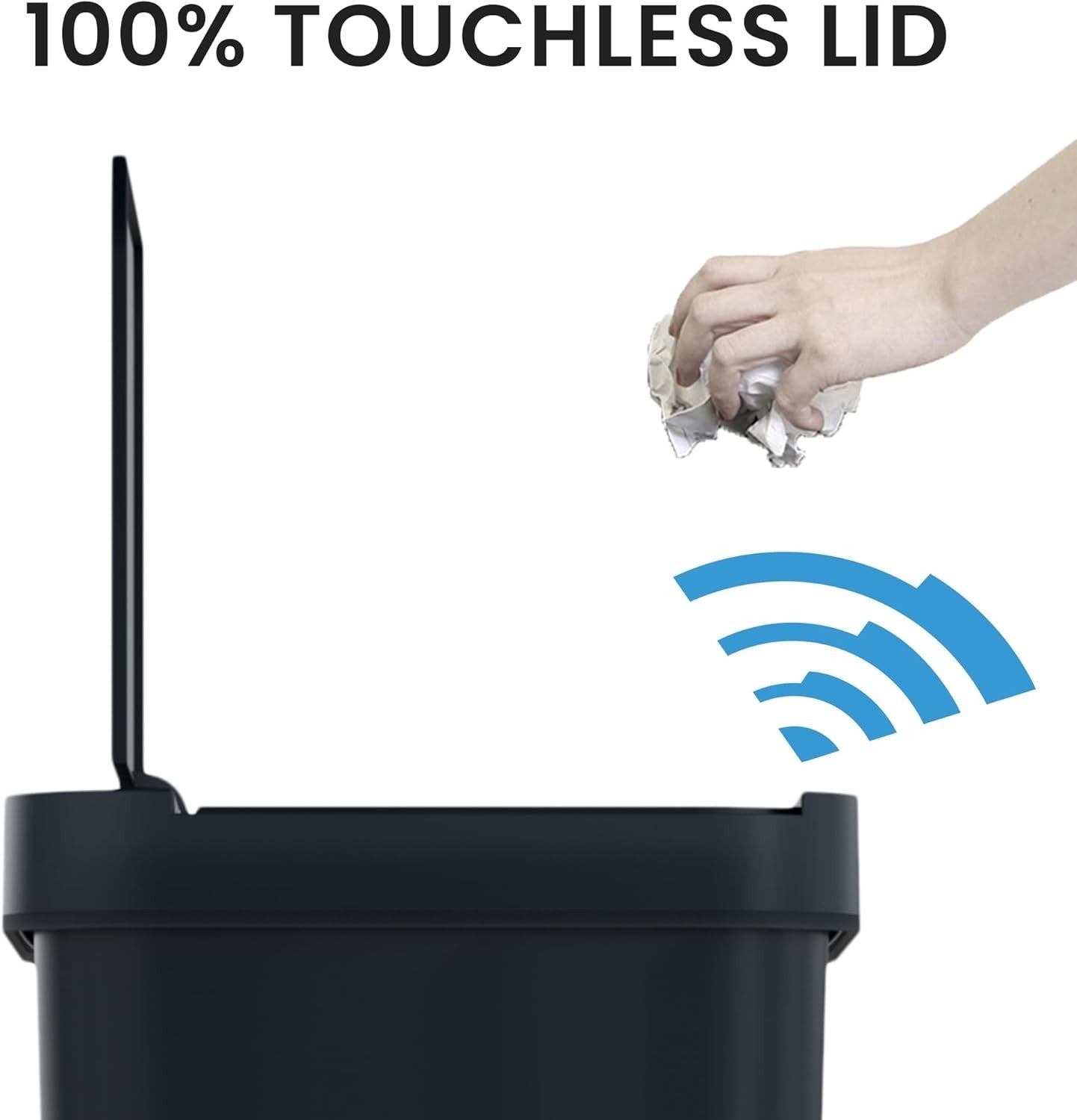 13 Gallon Touchless Sensor Kitchen Trash Can Slim Auto Black
