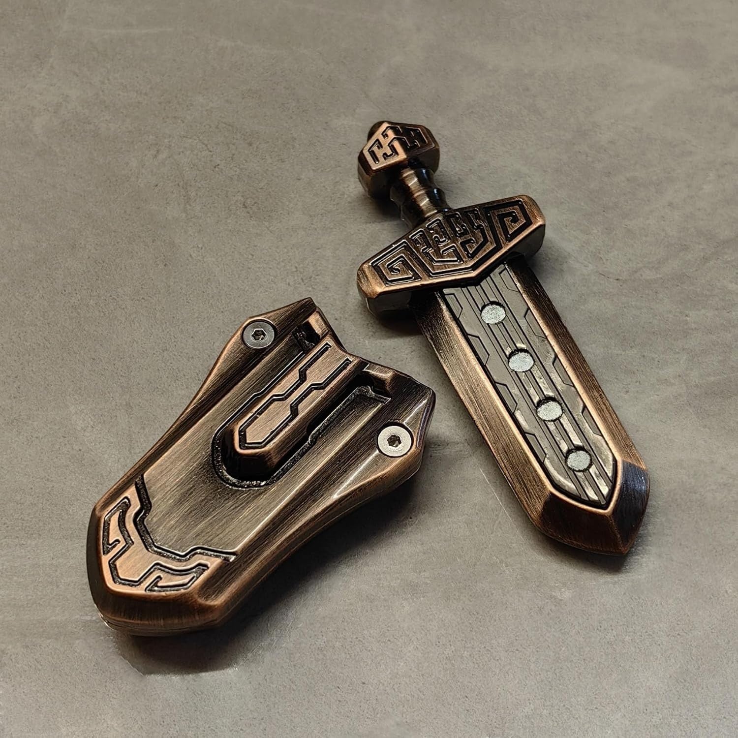 Bronze Magnetic Sword Fidget Slider Metal EDC Stress Relief Desk