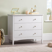 Modern White 3 Drawer Chest, MDF Storage Unit, Chrome Handles, 80cm Wide