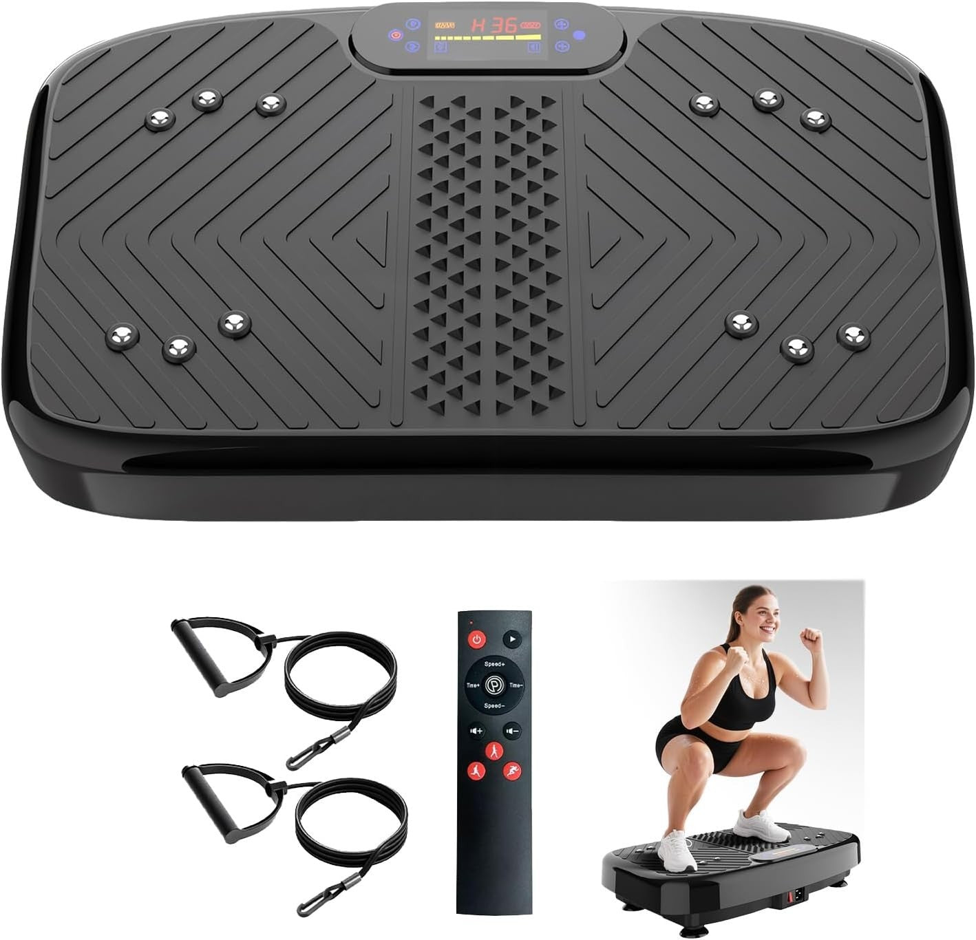 Vibration Plate Exercise Machine 199 Speeds Bluetooth Remote 350lb