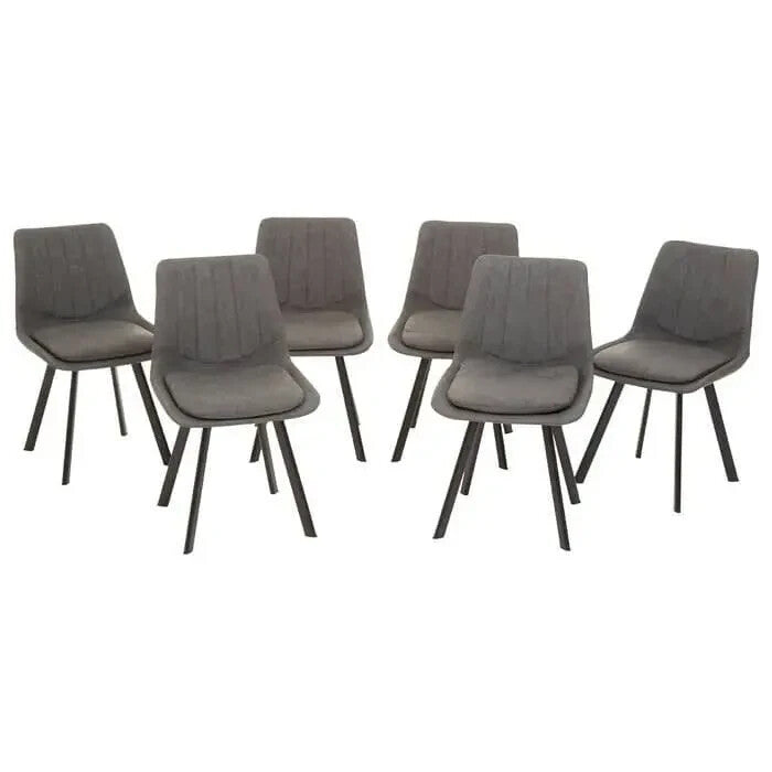 7PC Grey Dining Table Set with Upholstered Chairs – Modern Rectangular