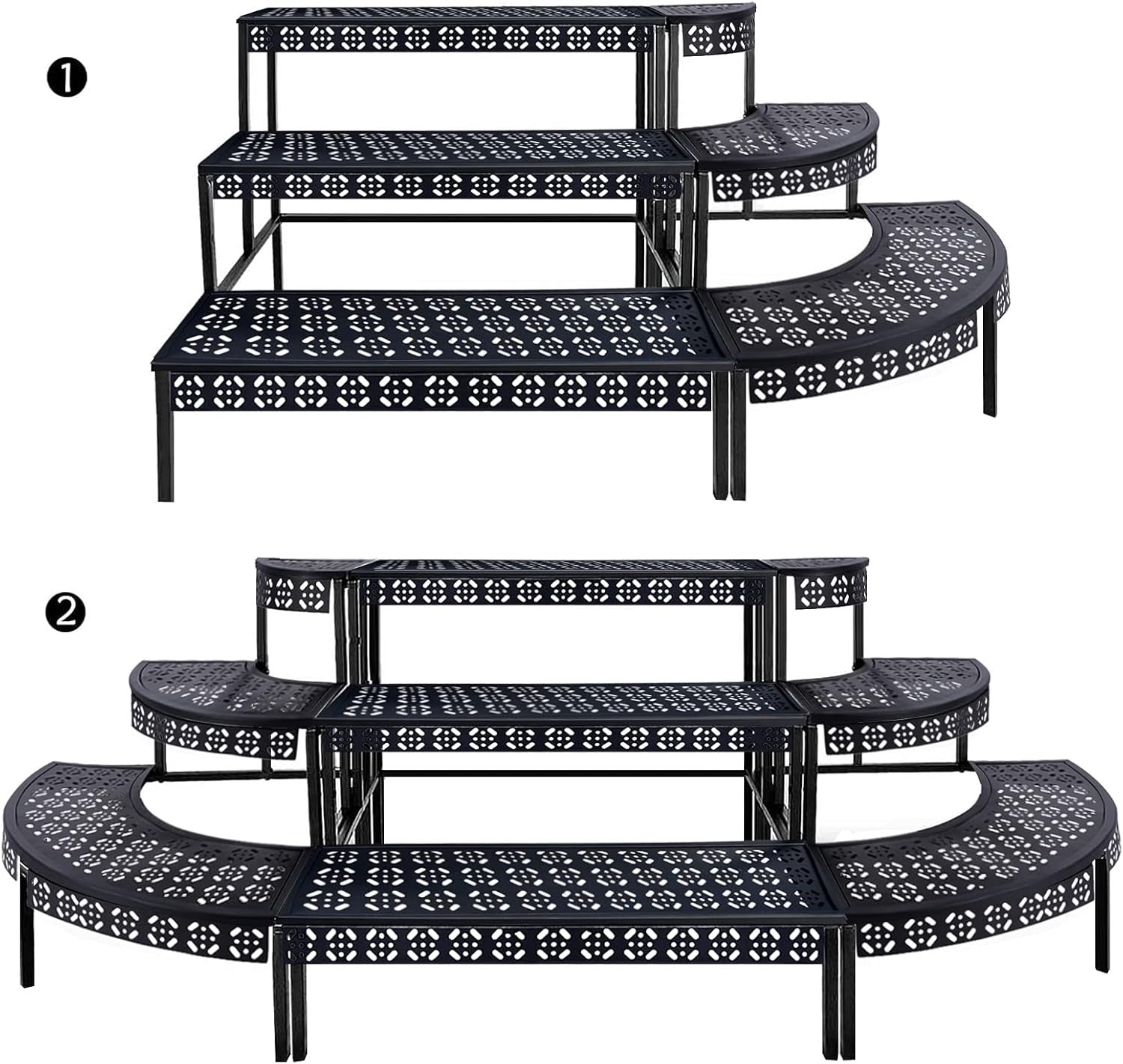 3 Tier Black Metal Plant Stand Indoor Outdoor Corner Flower Pot Display Rack