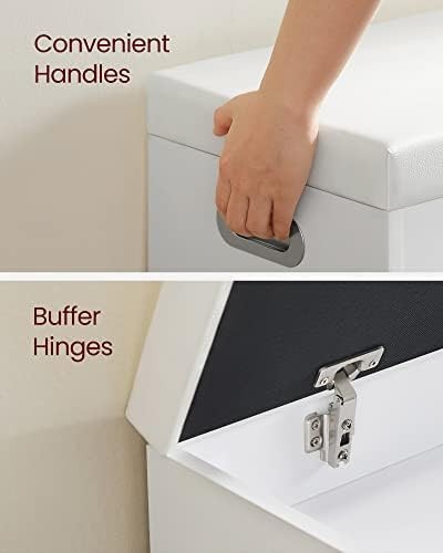 White Shoe Storage Bench with Cushion 3 Compartments Hidden Seat Shelves
