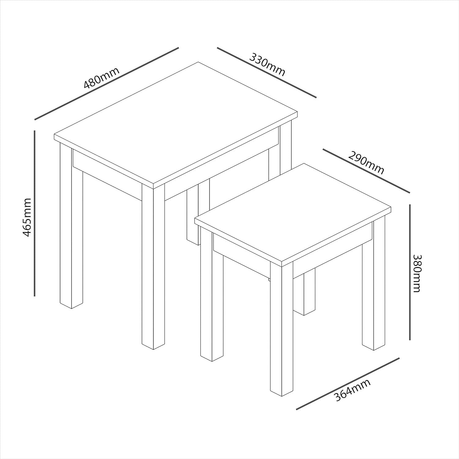 Nesting Side Tables Set of 2 Coffee End Table Wood Light Grey Small Space