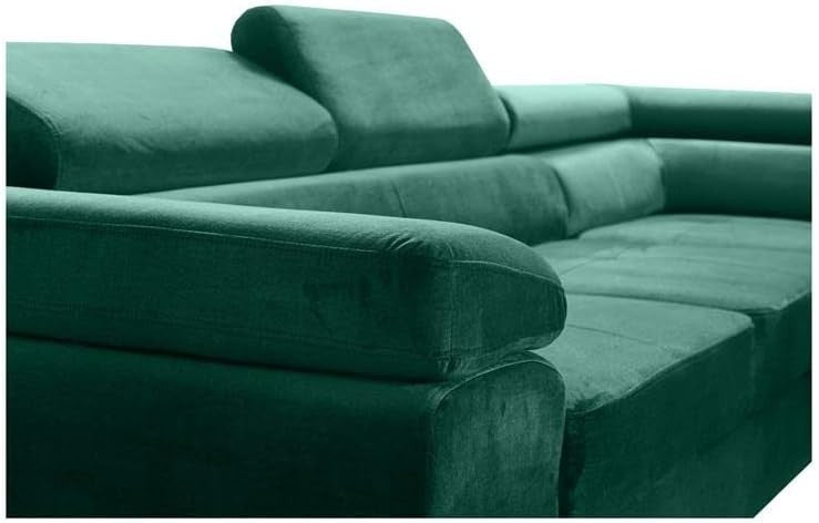 Grey Corner Sofa Bed with Storage, Adjustable Headrests, Modern L Shape