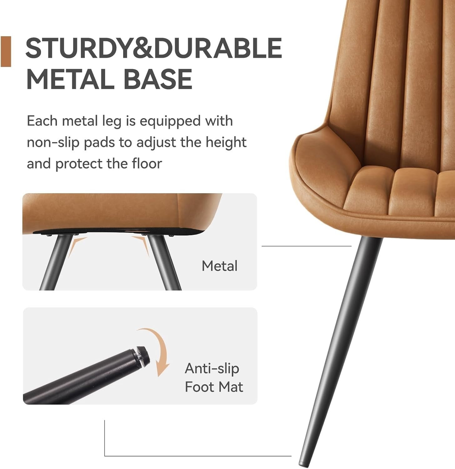 Modern Upholstered Dining Chairs Set of 6 with Cushioned Seat & Metal Legs