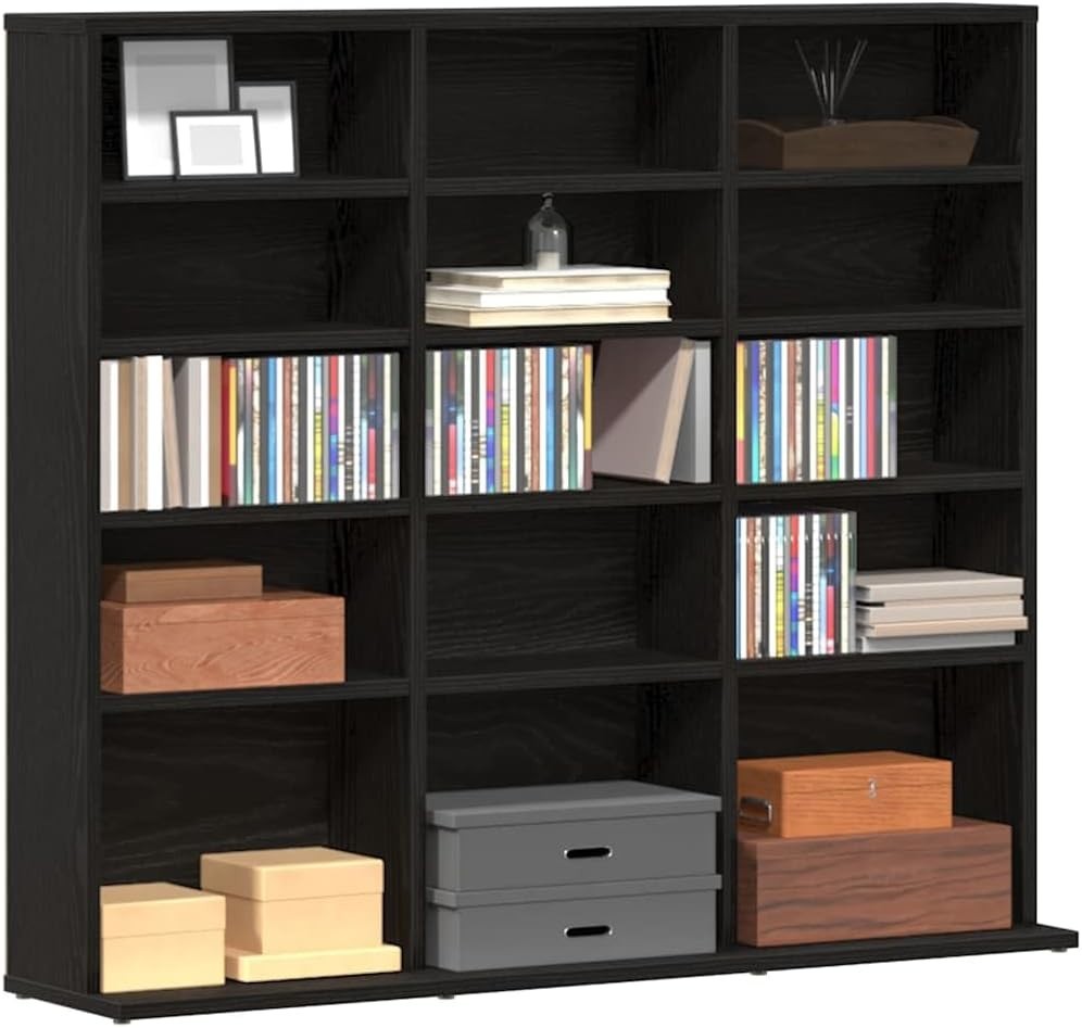 Black Oak CD DVD Storage Cabinet Media Shelf Bookcase Organizer 100cm