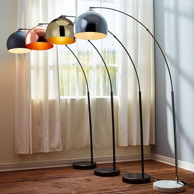Arc Floor Lamp Chrome Marble Base LED Curved Standing Light 170cm