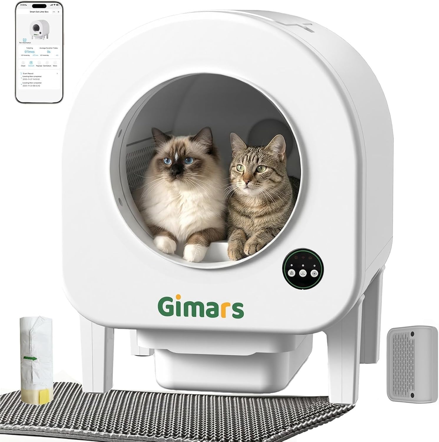 XXL Self Cleaning Cat Litter Box App Control 90L Odor Control Auto
