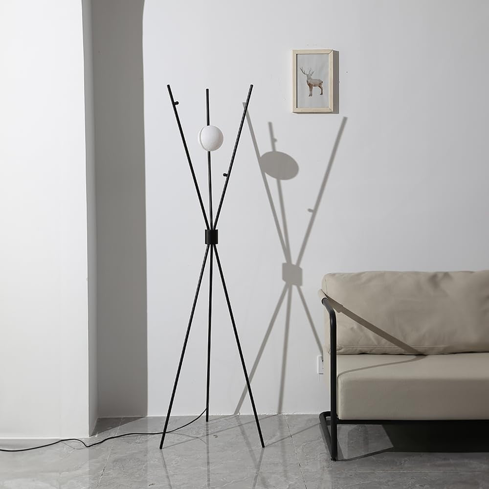 Nordic Tripod Floor Lamp Metal Standing Light White Shade Corner Reading