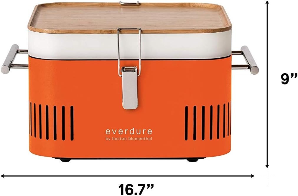 Portable Charcoal BBQ Grill with Lid & Prep Board | Compact Tabletop