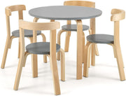 Kids 5-Piece Wooden Table & Chair Set with Ergonomic Chairs for Playroom