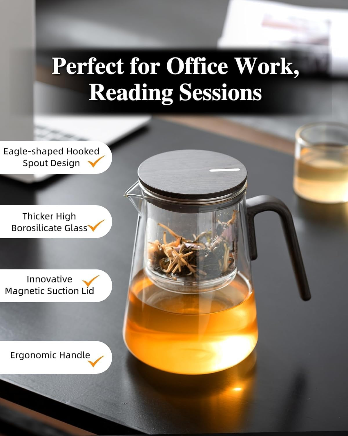 1000ml Magnetic Glass Teapot with Infuser Loose Leaf Tea Pot Gift Box