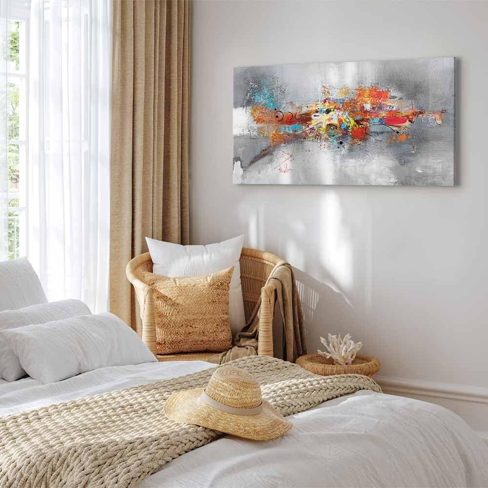 Large Colorful Abstract Canvas Wall Art 55"x28" Modern Decor