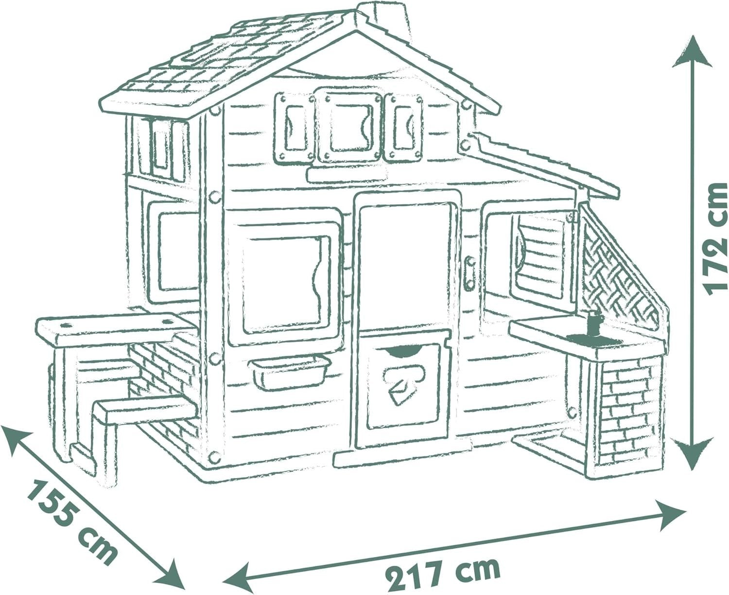 Large Kids Outdoor Playhouse with Kitchen Picnic Grill Doorbell